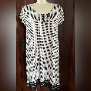 Anne Klein Black and White Polka Dot Dress - Size Medium